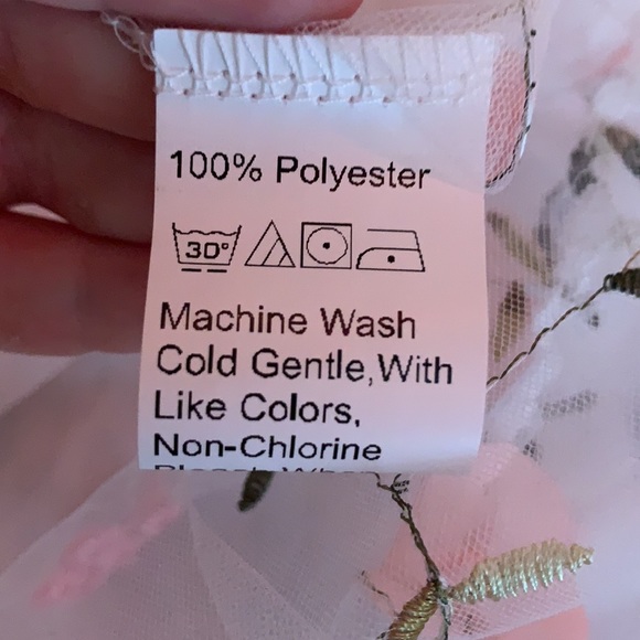 White Mesh Pink Floral See Thru Day Dress - Picture 3 of 5